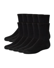 Hanes Boy's Uniform Crew Socks Pack, 10-Pack, Moisture-Wicking, Cushioned