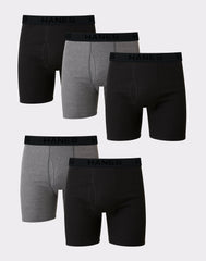 Hanes Ultimate Men's Cotton Boxer Brief Underwear, Comfort Flex Waistband, Black/Grey, 5-Pack