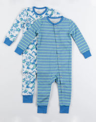 Hanes Flexy Baby Knit Long Sleeve Sleep N' Play Bodysuit, Snug Fit, Boys & Girls, 2-Pack