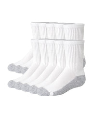 Hanes Boy's Uniform Crew Socks Pack, 10-Pack, Moisture-Wicking, Cushioned