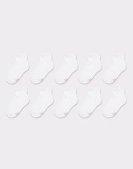 Hanes Girls' Ankle Socks Pack, 10-Pack, White