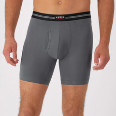 Hanes Perfect Flex Men's Boxer Brief Underwear, Lightweight & Breathable, Grey, 1-Pack
