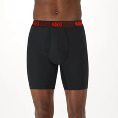 Hanes Moves Total Support Pouch Men's Long Leg Boxer Briefs, 3 Pairs, Moisture Wicking, X-Temp, 8"