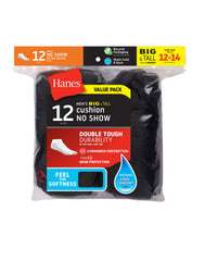 Hanes Double Tough Men's No Show Socks, Shoe Sizes 12-14, 12-Pairs