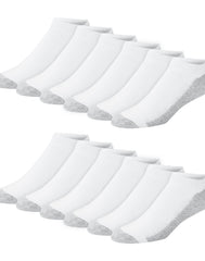 Hanes Double Tough Men's No-Show Socks, Shoe Sizes 6-12, 12-Pairs