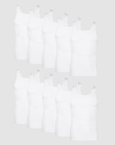 Hanes Men's Cotton Tank Undershirt, Moisture-Wicking, White, 10-Pack