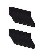 Hanes Women's Athletic Ankle Socks, Full Sole Cushion, Extended Sizes, 10-Pairs