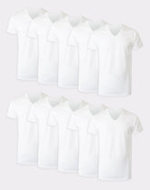 Hanes Men's White V-Neck Undershirt Super Value Pack, Moisture-Wicking Cotton, 10-Pack