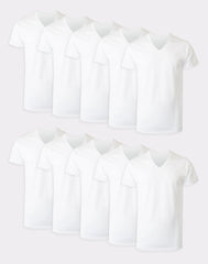 Hanes Men's White V-Neck Undershirt Super Value Pack, Moisture-Wicking Cotton, 10-Pack
