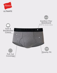 Hanes Ultimate Big Men's Brief Underwear, Assorted Solids, 6-Pack, (Big & Tall Sizes)