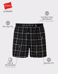 Hanes Ultimate Big Men's Woven Boxer Underwear, Assorted Prints, 4-Pack (Big & Tall Sizes)
