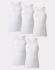 Hanes Ultimate Big Men's White Tank Top Undershirt Pack, Cotton, 5-Pack, (Big & Tall Sizes)