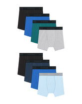 Hanes Boys' Underwear Boxer Briefs Cotton-Stretch, 8-Pack, Moisture-Wicking