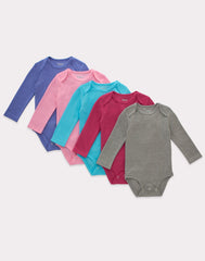 Hanes Flexy Baby Knit Long Sleeve Bodysuits, 4-Way Stretch, Boys & Girls, 5-Pack