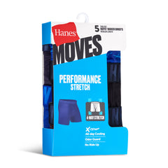 Hanes Moves Boys' Performance Stretch Boxer Brief Underwear, Assorted Solids/Prints, 5-Pack
