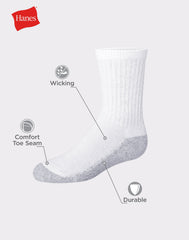 Hanes Double Tough Boys' Cushion Crew Socks, 12-Pairs