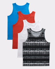 Hanes Originals Boys' Tank Undershirt, Oasis Blue & Assorted, 4-Pack
