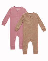 Hanes Zippin Baby Knit Long Sleeve Footless Zip Sleep N' Play, Snug-Fit, 4-Way Stretch, Boys & Girls, 2-Pack