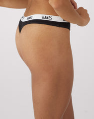 Hanes Soft & Breathable Women's Ribbed Cotton Thong Underwear, 3-Pack