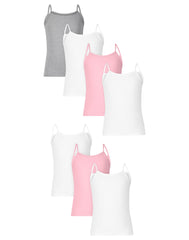 Hanes Girls' Tank Top Cami Pack, 7-Pack, Breathable Cotton Blend Tank