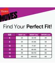 Hanes Moves Girls' Breathable Stretch Brief Underwear, Assorted Solids, 4-Pack