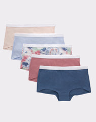 Hanes Originals Girls' Tween Underwear Boyshort Pack, Fashion Assorted, 5-Pack