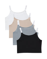 Hanes Originals Girls' Tween Underwear Crop Cami Pack, Basic Assorted, 4-Pack