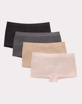 Hanes Girls' Tween Underwear Seamless Boyshort Pack, Neutrals, 4-Pack
