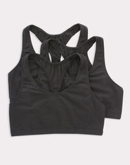 Hanes Women's Cotton Racerback Sports Bralette, Low Impact, 3-Pack