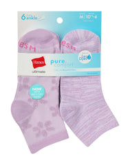 Hanes Ultimate Girls' Ankle Socks Pack, 6-Pack, School & Sport Socks, Soft & Stretchy, EZ Sort