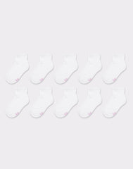 Hanes Girls' Ankle Socks Pack, 10-Pack, White