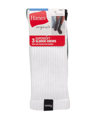 Hanes Originals Men's Crew Socks Pack, 3 Pairs, SuperSoft Slouch