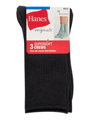 Hanes Originals Men's Crew Socks Pack, 3-Pairs, SuperSoft
