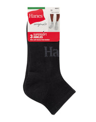 Hanes Originals Men's SuperSoft Ankle Socks, 3-Pairs