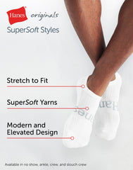 Hanes Originals Men's SuperSoft No Show Socks, 3-Pairs