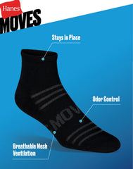 Hanes Moves Breathable Mesh Men's Ankle Socks, Shoe Sizes 6-12, 6-Pairs