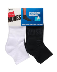 Hanes Moves Breathable Mesh Men's Ankle Socks, Shoe Sizes 6-12, 6-Pairs