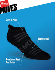 Hanes Moves Breathable Mesh Men's Heel Shield Socks, Shoe Sizes 6-12, 6-Pairs