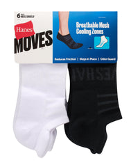 Hanes Moves Breathable Mesh Men's Heel Shield Socks, Shoe Sizes 6-12, 6-Pairs