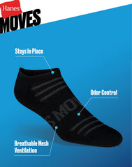 Hanes Moves Breathable Mesh Men's No Show Socks, Shoe Sizes 6-12, 6-Pairs