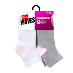 Hanes Moves X-Temp Women's Ankle Socks, 10-Pairs, Shoe Sizes 5-9