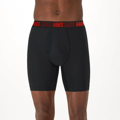 Hanes Moves Total Support Pouch Men's Long Leg Boxer Briefs, 3 Pairs, Moisture Wicking, X-Temp, 8"