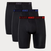 Hanes Moves Total Support Pouch Men's Long Leg Boxer Briefs, 3 Pairs, Moisture Wicking, X-Temp, 8"