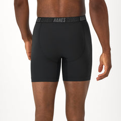 Hanes Moves Total Support Pouch Men's Boxer Brief Underwear, 3 Pairs, Black, 6"