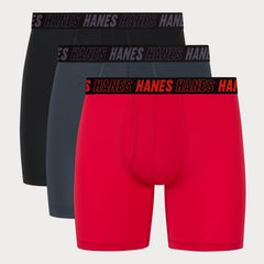 Hanes Moves Total Support Pouch Men's Boxer Brief Underwear, 3 Pairs, 6"