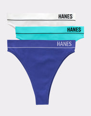 Hanes Originals Women's Underwear Seamless Rib Hi-Rise Cheeky Panties, 3-Pack
