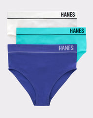 Hanes Originals Women's Seamless Rib Hi-Leg Bikini Underwear, 3-Pack