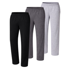 Hanes Essentials Men's Midweight Cotton Jersey Sweatpants Pack - 3-Pack - Open Bottom - Pockets - 32"