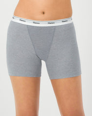Hanes Originals Women's Mid-Thigh Boxer Brief Underwear, Breathable Stretch Cotton, 4-Pack