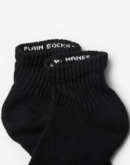 Hanes Unisex Plain Black Socks Pack, 6 Pairs, Ankle Socks